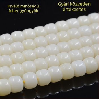 6×8 mm Bodhi gyökér gyöngyök — 108 kör alakú fehér Bodhi gyöngyök és 114 hordó alakú Bodhi gyöngyök, félkész