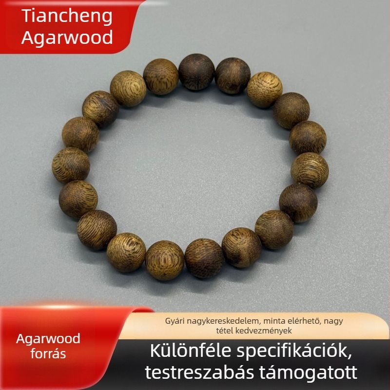 Agarwood karkötő, elegáns, kézzel készített, természetes, polírozott fa