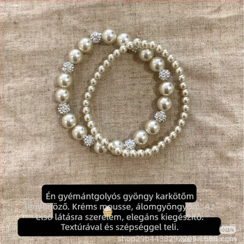 Műgyöngy karkötő, modern minimalista geometriai dizájn, mikro-beállítás