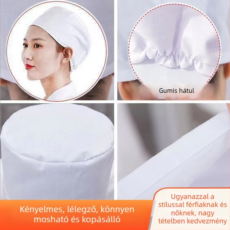 Kötött munkás sapka klinikák számára és orvosi intézményekhez, pamut twill anyag, kupola alakú teteje, monocrom mintázat