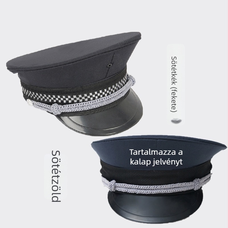 Nagy karimás biztonsági sapka, sík tetejű, fekete, professzionális fejfedő