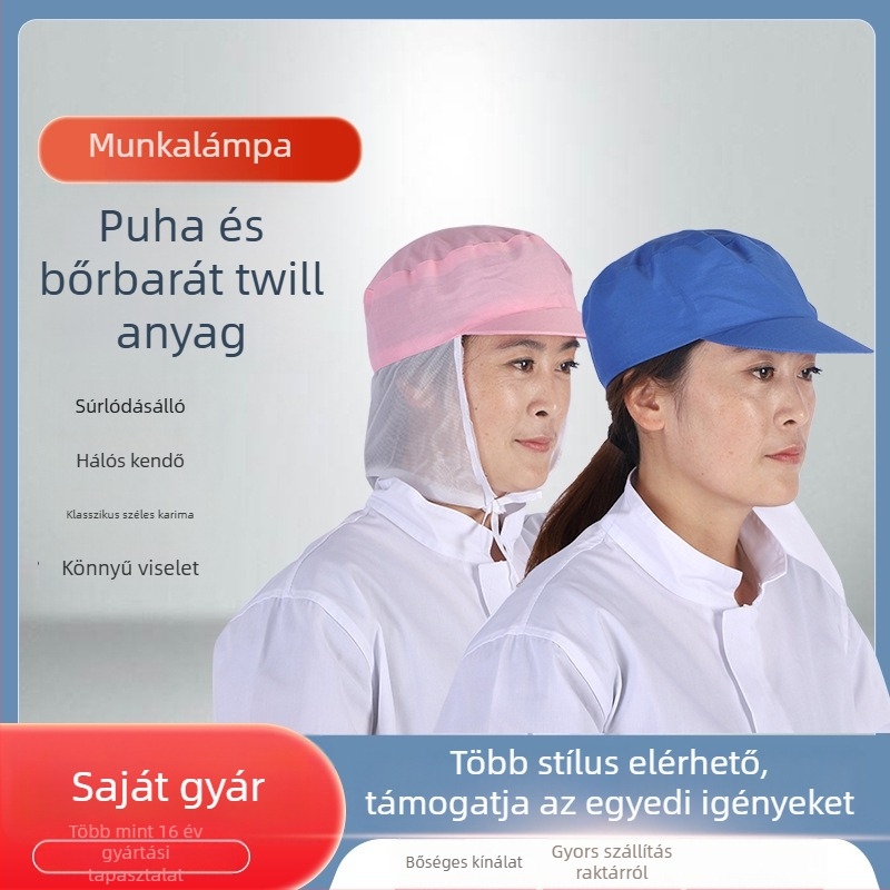 Uniszex hálós sapka lapos koronával és nagy karimával, poliészter–pamut poplin anyag, egyszerű szövés, logó nyomás lehetséges