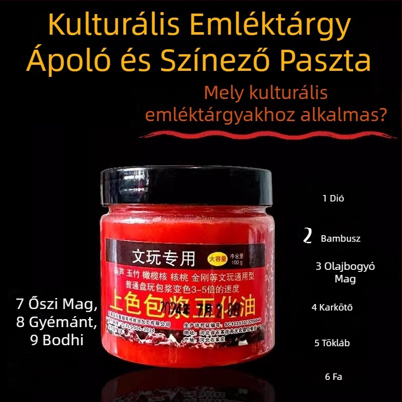 100 g polírozó és színező viasz jade-hez, dióhoz, jade bambuszhoz, gyors piros olajhoz, csillag- és hold motívumhoz, gyémánt tökhöz, csontgyökér faragások karbantartó pasztához