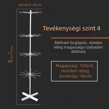 Fémes anyagból készült álló forgó kiállító állvány zoknik, kulcstartók, ékszerek és nyakláncok számára, 3-5 réteg