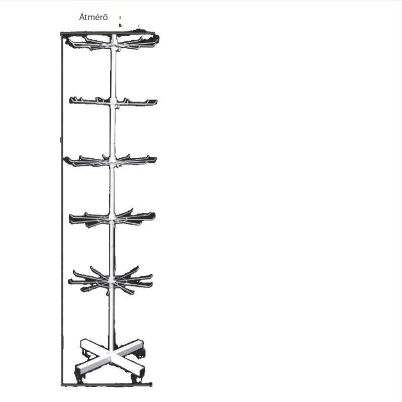 Fémes anyagból készült álló forgó kiállító állvány zoknik, kulcstartók, ékszerek és nyakláncok számára, 3-5 réteg