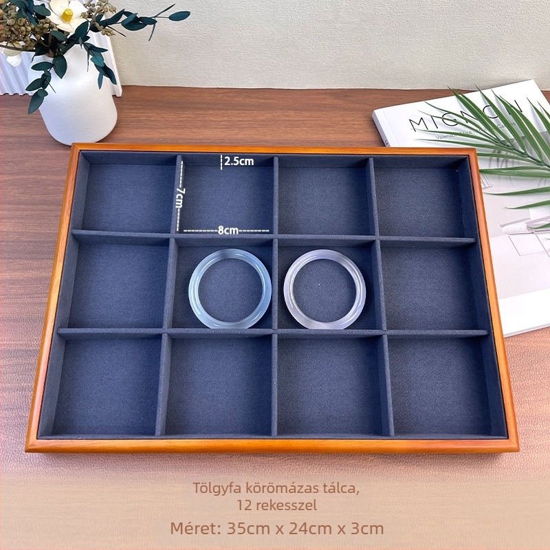 Masszívfa ékszertálca nyaklánc kiállító állvány — összekapcsolási kivitelezés, prémium érzet