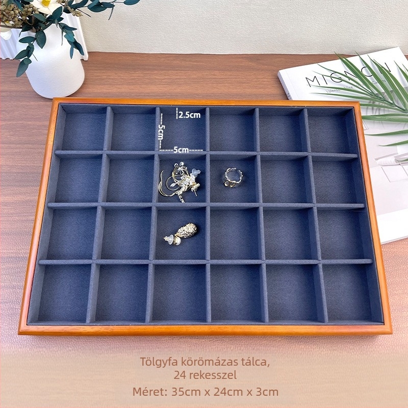 Masszívfa ékszertálca nyaklánc kiállító állvány — összekapcsolási kivitelezés, prémium érzet