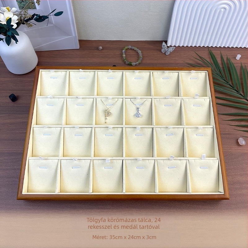 Masszívfa ékszertálca nyaklánc kiállító állvány — összekapcsolási kivitelezés, prémium érzet