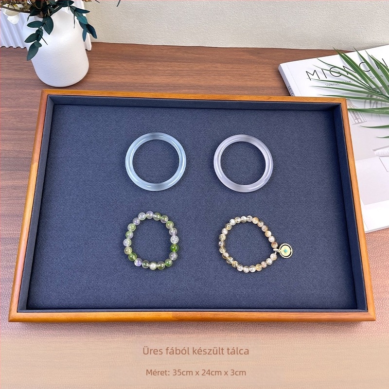 Masszívfa ékszertálca nyaklánc kiállító állvány — összekapcsolási kivitelezés, prémium érzet