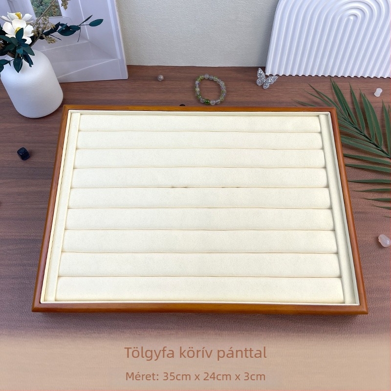 Masszívfa ékszertálca nyaklánc kiállító állvány — összekapcsolási kivitelezés, prémium érzet