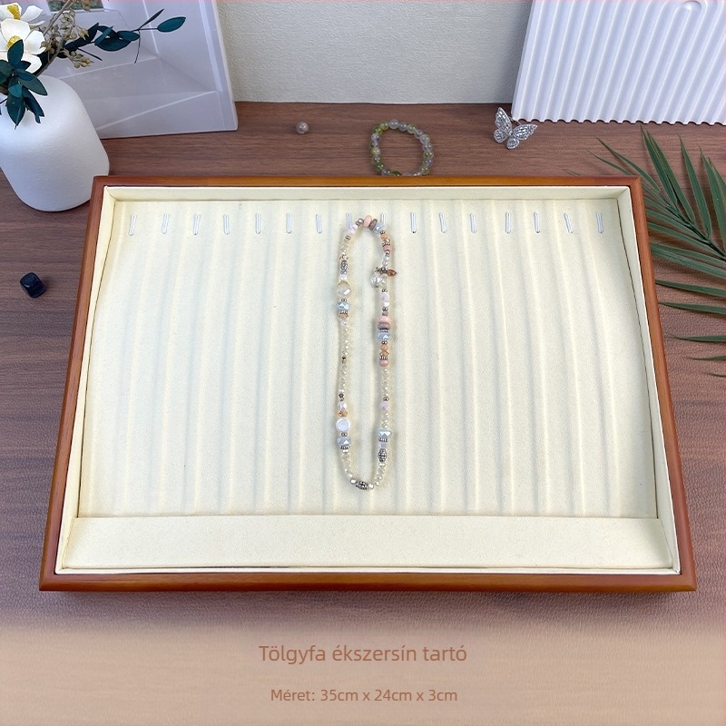 Masszívfa ékszertálca nyaklánc kiállító állvány — összekapcsolási kivitelezés, prémium érzet