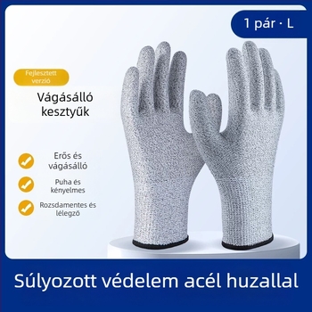 Vágásbiztos kesztyűk, védelmi szint 5, vágás és átszúrás elleni védelem, megvastagodott és kopásálló, anti-vágó huzal és ragasztóanyaggal, logisztikai műveletekhez