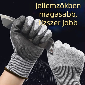 Vágásbiztos kesztyűk, védelmi szint 5, vágás és átszúrás elleni védelem, megvastagodott és kopásálló, anti-vágó huzal és ragasztóanyaggal, logisztikai műveletekhez