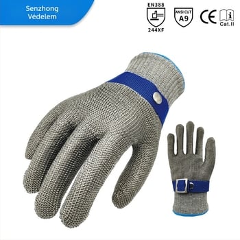 Acélhuzalos kesztyű, 9. fokozatú vágásvédelmi, vágás és leölési műveletekhez