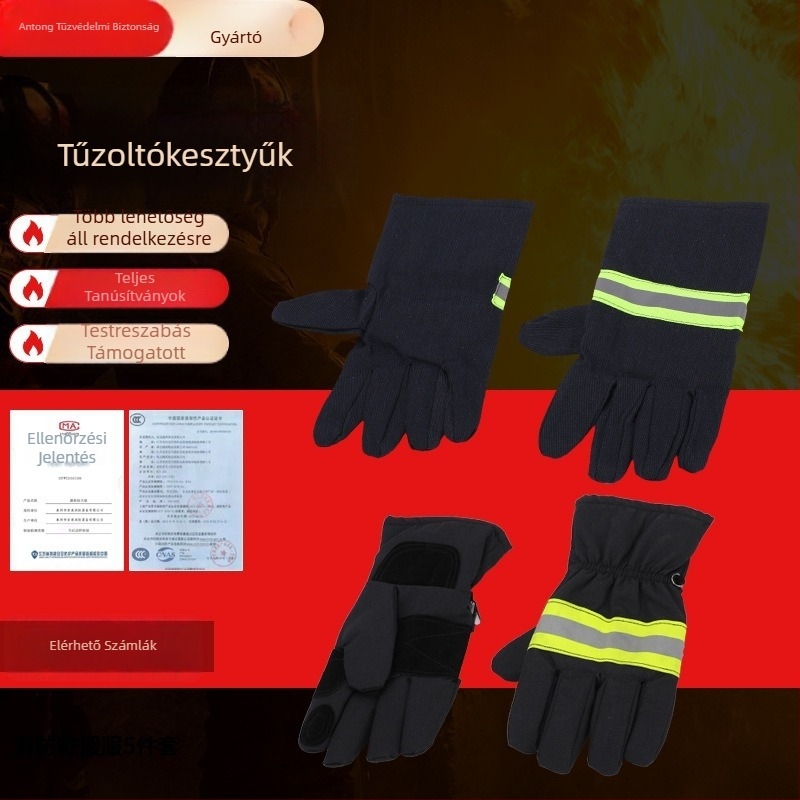 Antong tűzvédelmi kesztyűk – lángálló szövet, magas hőmérsékletű izoláció, tűzoltó beavatkozásokhoz, kopásálló