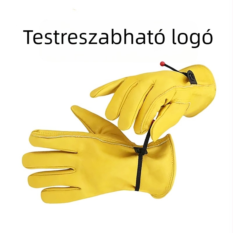 Elsőréteg marhabőrből készült védőkesztyű, csúszásmentes, tüskék elleni védelem, kopásálló, építéshez, vezetéshez, túrázáshoz és szállításhoz