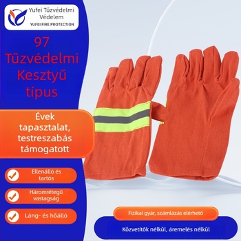 Yufei tűzoltó kesztyűk, magas hőmérséklet-ellenálló, lángálló, kopásálló, Fanglun anyag, tűzvédelmi mentési feladatokra