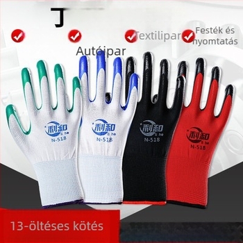 Lihe munkavédelmi kesztyűk – csúszásmentes, kopásálló, vágásálló nitril bevonattal; anyag: nylon/latex; többszöri használat; építkezésekre, kezelésekre és üzemekben