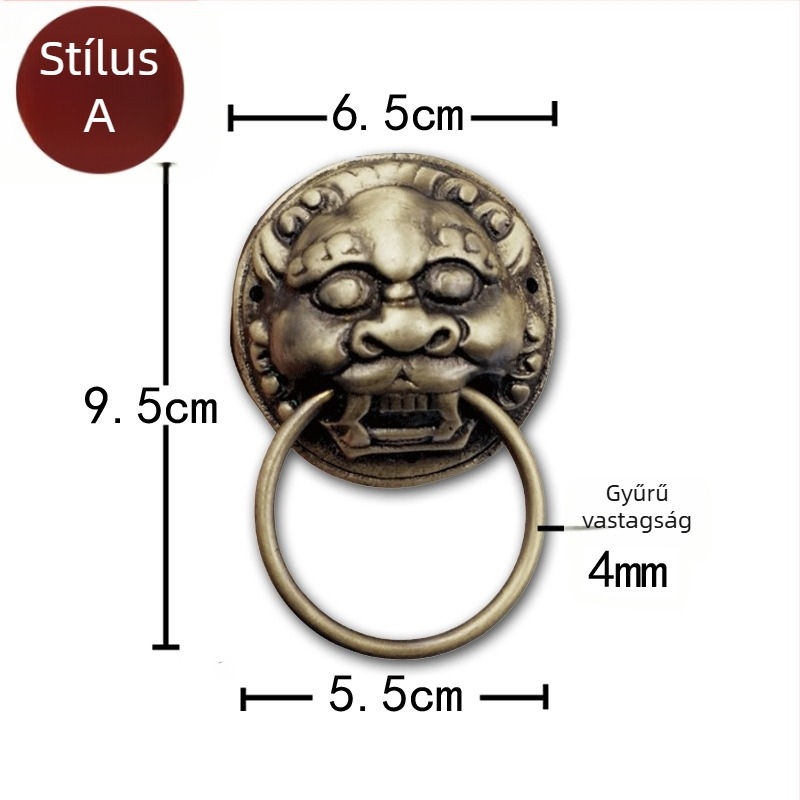 Vadfej ajtóhúzó gyűrű sárgarézből, polírozott felület, tömörfa kapukhoz és villaudvarokhoz, Beast Head modell, The Fourth Bronze Hall