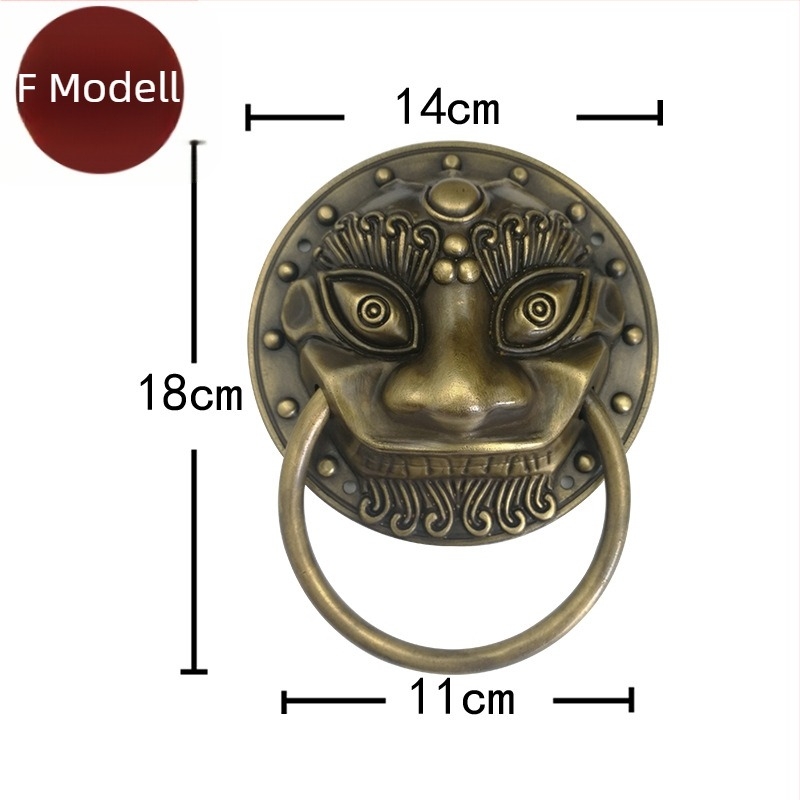 Vadfej ajtóhúzó gyűrű sárgarézből, polírozott felület, tömörfa kapukhoz és villaudvarokhoz, Beast Head modell, The Fourth Bronze Hall