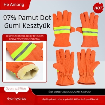 Tűzoltó kesztyűk, lángálló, hőszigetelő, magas hőmérséklet-ellenálló, Tipus 97, barázdált gumi