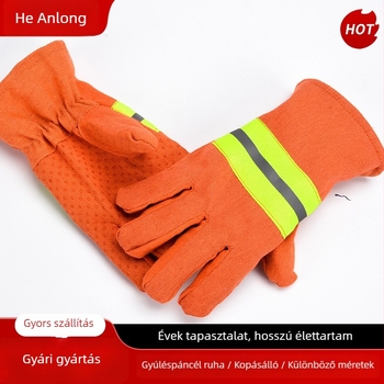 Tűzoltó kesztyűk, lángálló, hőszigetelő, magas hőmérséklet-ellenálló, Tipus 97, barázdált gumi