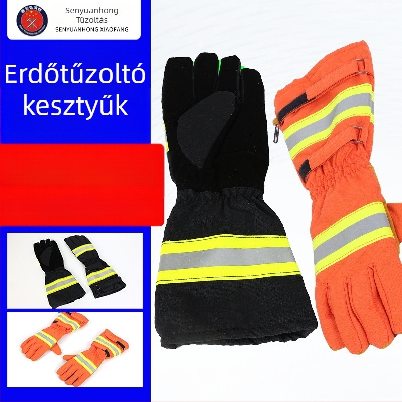 Aramidból készült lángálló erdői tűzoltó kesztyűk, kopásálló, csúszásmentes mentési kesztyűk