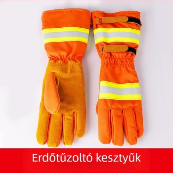 Narancsszínű vastagított és hosszabb erdői tűzoltó kesztyűk sürgősségi mentésekre, tűzvédelmi, lángálló és magas hőmérséklet elleni védelem