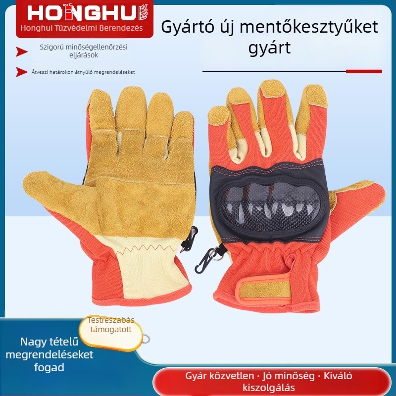 Vészhelyzeti mentő kesztyűk tűzoltáshoz – hőszigetelő, lángálló, pamutfonalból, mentésre és segélynyújtásra
