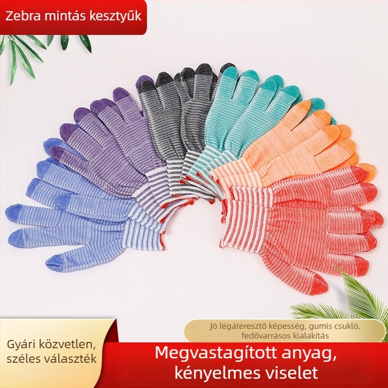 Zebramintázatú kesztyű, tenyérrel bevont felülettel, csúszásmentes, kopásálló munkavédelmi kesztyű építkezéshez