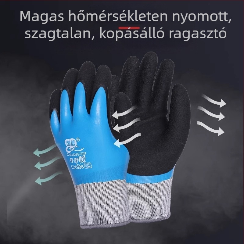 Chuangxin 998 Téli kopásálló kesztyű, vízálló és csúszásmentes védőkesztyű építőipari használatra