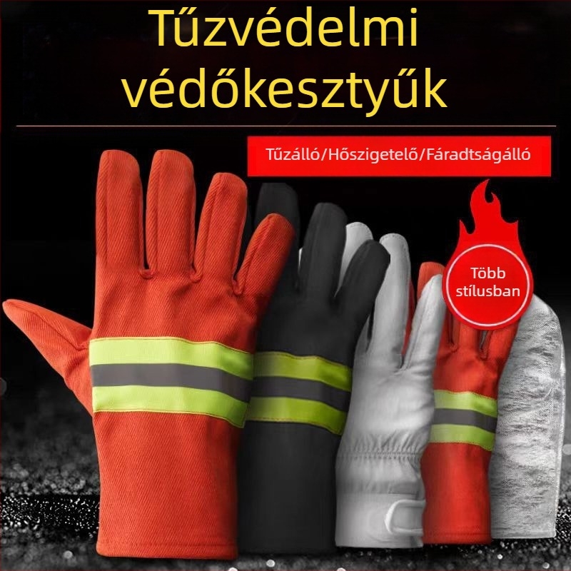 3C-tanúsítványú tűzvédelmi kesztyűk lángálló és hőszigetelő védelemmel, magas hőmérsékletekhez, modellek 97, 02, 14