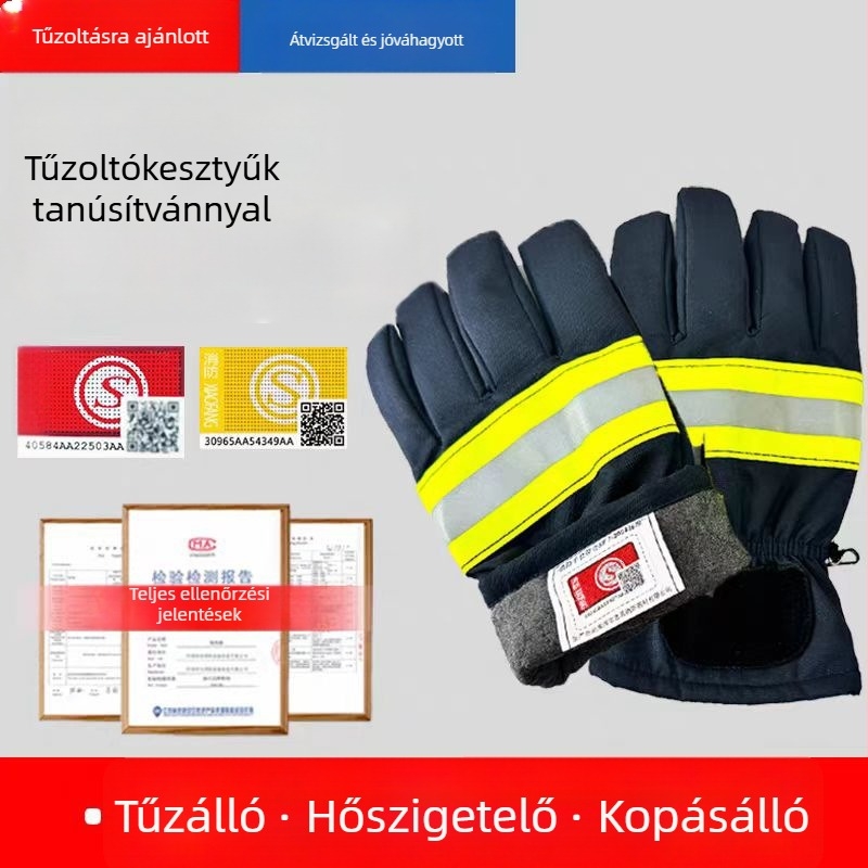 3C-tanúsítványú tűzvédelmi kesztyűk lángálló és hőszigetelő védelemmel, magas hőmérsékletekhez, modellek 97, 02, 14