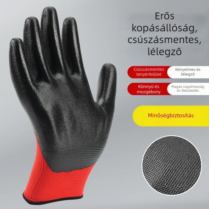 Nitril védőkesztyű munkához – csúszásmentes, vízálló, antistatikus, olajálló, tartós