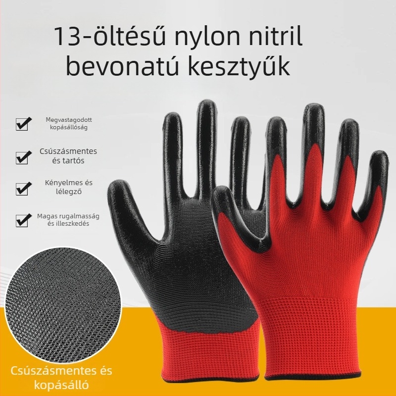Nitril védőkesztyű munkához – csúszásmentes, vízálló, antistatikus, olajálló, tartós