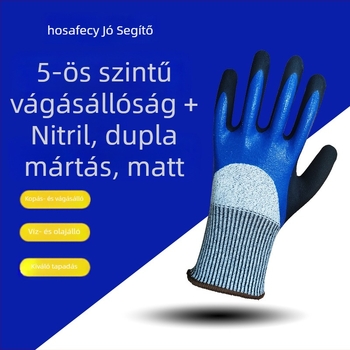 Munkavédelmi kesztyű matt felülettel, átitatott, kopásálló, vízálló, csúszásmentes, olajálló, halfeldolgozáshoz