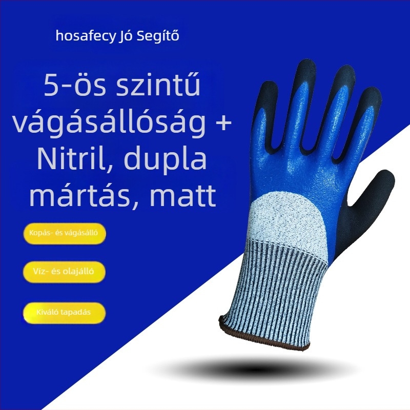 Munkavédelmi kesztyű matt felülettel, átitatott, kopásálló, vízálló, csúszásmentes, olajálló, halfeldolgozáshoz