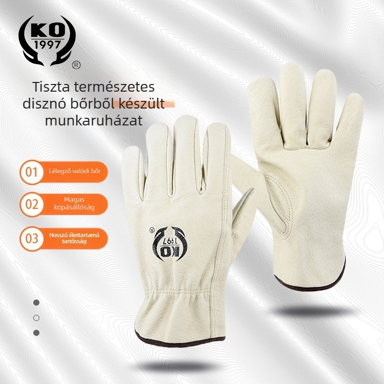 Sertésbőrből készült munkavédelmi kesztyűk – kerti és kültéri feladatokra, újrahasználható, állítható hosszúságú, A1004 sorozat