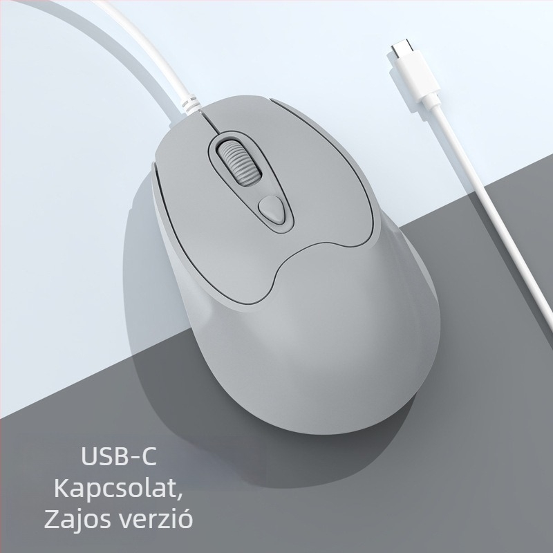 Optikai USB-C vezetékes egér, 2400dpi, 4 gomb