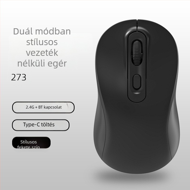 Vezeték nélküli egér dupla mód 2.4G/Bluetooth, 1600 DPI, USB interfész, 4 gomb, újratölthető
