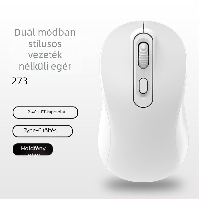 Vezeték nélküli egér dupla mód 2.4G/Bluetooth, 1600 DPI, USB interfész, 4 gomb, újratölthető