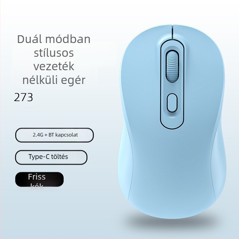 Vezeték nélküli egér dupla mód 2.4G/Bluetooth, 1600 DPI, USB interfész, 4 gomb, újratölthető