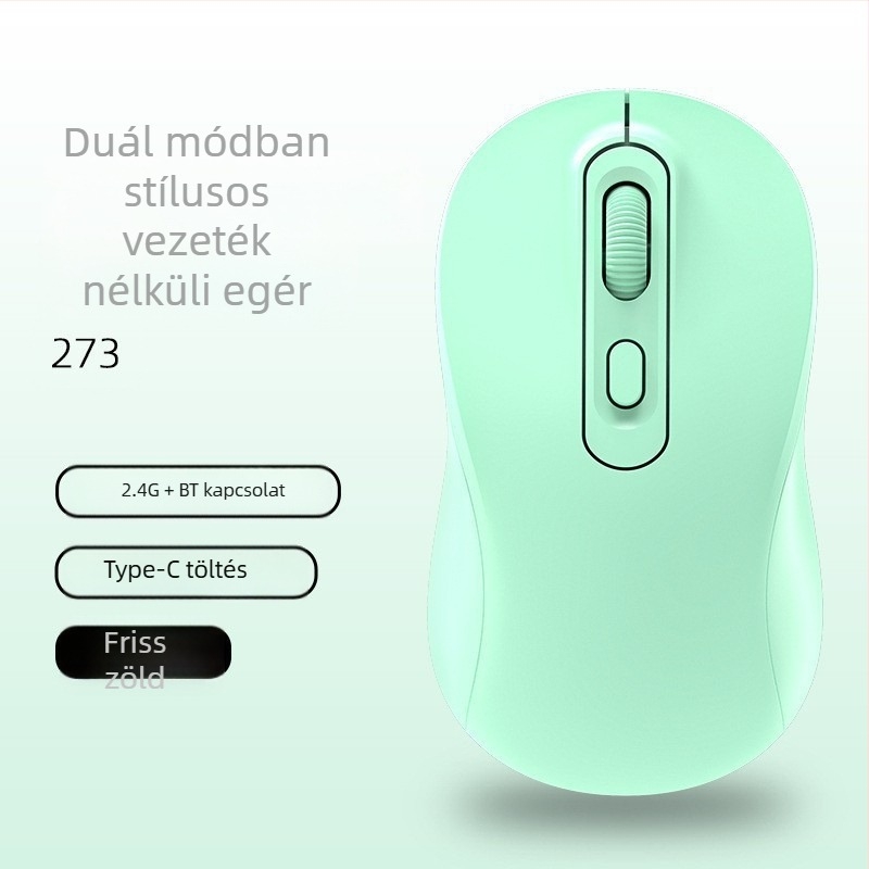 Vezeték nélküli egér dupla mód 2.4G/Bluetooth, 1600 DPI, USB interfész, 4 gomb, újratölthető