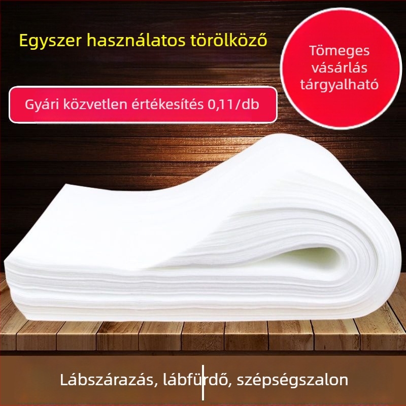 Egyszer használatos lábtörölköző, fa cellulóz alapanyagból, nedvszívó és vastagodott, sík szövésű, 100–120 g