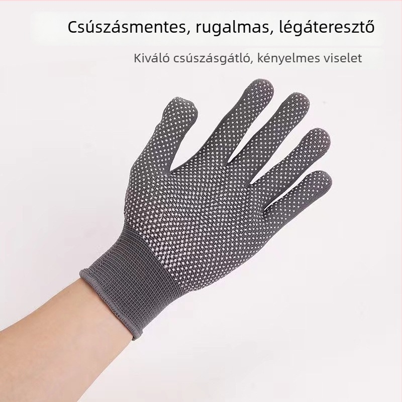 Antisztatikus munkavédelmi kesztyű gumírozott tenyérrel, építkezésre és benzinkutakhoz; lélegző, kopásálló, csúszásmentes, férfiak és nők számára.