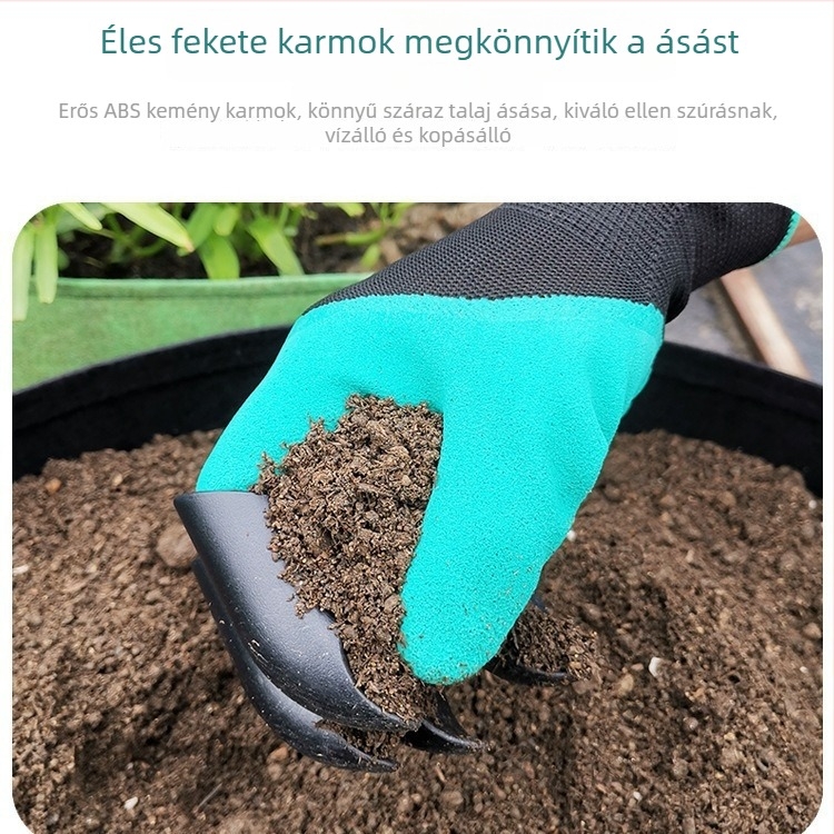 Kerti kesztyű karmokkal, latex kesztyű ásáshoz és gyomláláshoz, tömeg 100 g