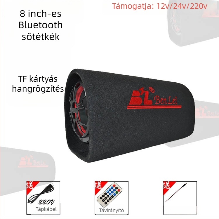 Autóhifi tuneles mélynyomó, 12V, 60–220W, 4Ω, 50Hz–20kHz, 1% torzítás