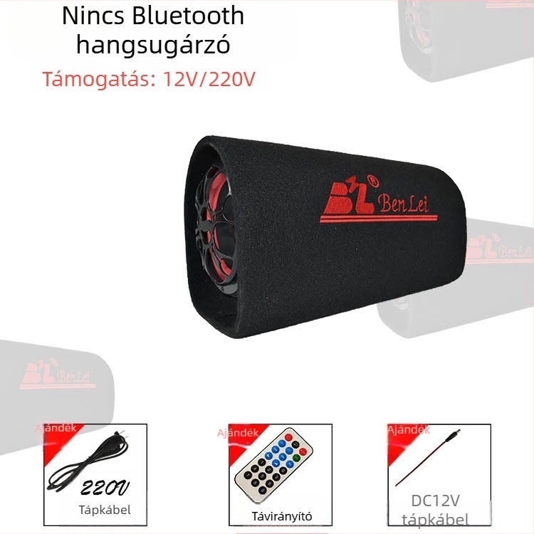 Autóhifi tuneles mélynyomó, 12V, 60–220W, 4Ω, 50Hz–20kHz, 1% torzítás