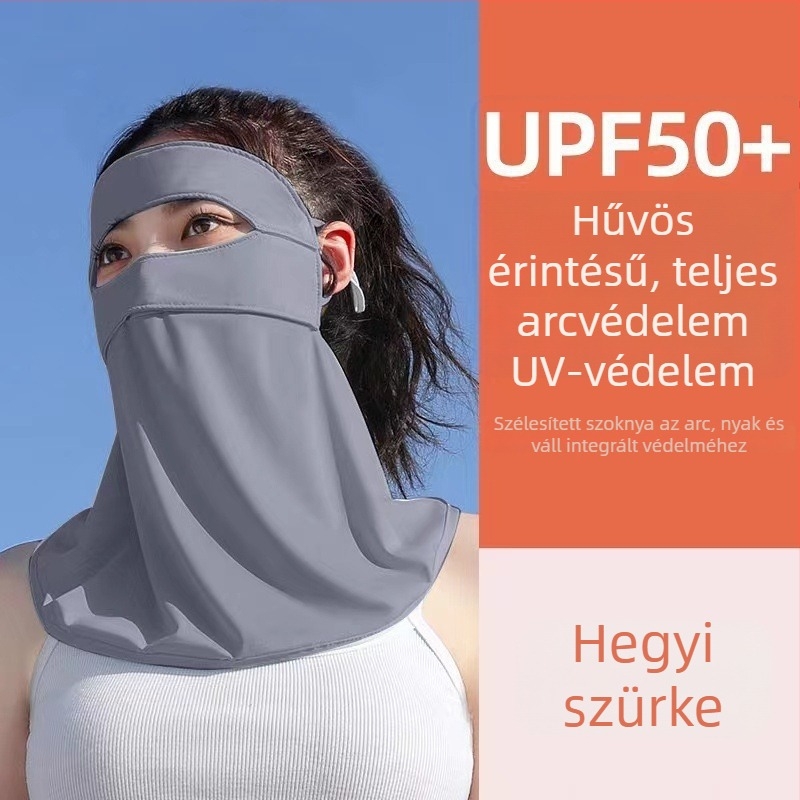 UV-védő teljes arcmaszk nőknek, vékony jégselyem anyagú, nyári kerékpározáshoz, légáteresztő