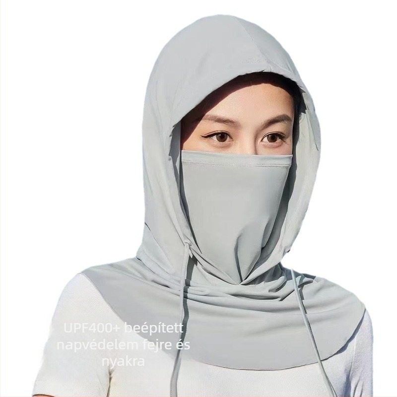 Teljes arcú kapucnis napszemvédő, UV-nyakvédelem, árnyékoló perem, Ice Silk anyag